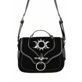 Restyle Triple Goddess Crescent Moons Sun Goth Punk Crossbody Satchel Purse Bag