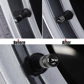 HUIANTS for Chrysler 300/C/ 300S Black Metal Tire Valve Stem Cap Covers Air Valve Cap Set Dust Proof Leak-Proof Air Cover Logo Styling Car Accessories(Red)