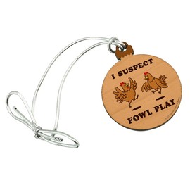 GRAPHICS & MORE I Suspect Fowl Play Foul Chickens Funny Humor Mini Small Tiny Wood Christmas Tree Holiday Ornament