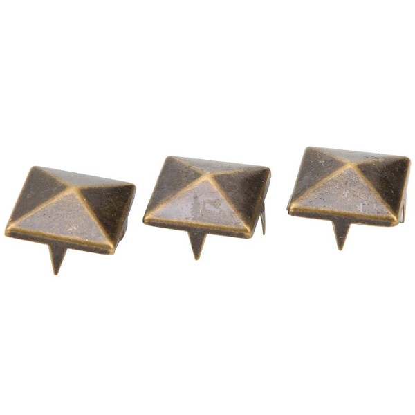 HEEPDD 100 Pieces Square Spike Studs, 10 mm - 15 mm DIY Leathercraft Spike Rivets Square Spike Studs Rivets Bag Leather Clothing Shoes Rivet (Bronze 10 mm)