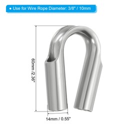 PATIKIL 3/8"/ 10mm Wire Rope Tube Thimble, 2 Pack 304 Stainless Steel Rope Thimbles for Towing Rigging, Silver