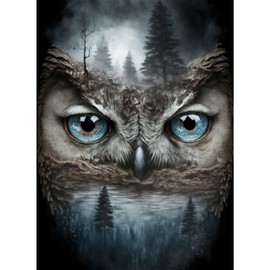 MXJSUA Owl Diamond Painting Kits for Adults, Dark Forest Diamond Art Kits Full Drill 5D DIY Animal Diamond Painting Kit for Adults Beginners, Crystal Picture Art for Home Wall Decor 30x40cm