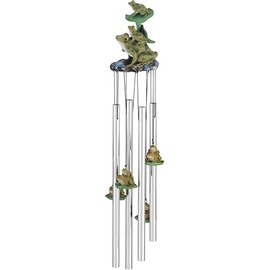 ICE ARMOR 23" Long Frogs Round Top Wind Chime Statue Sculpture Ornament Decoration Garden Decor Ideas for Housewarming, Holidays and Birthdays Great Collectible Addition