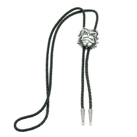 British Bull Dog Head Western Leather Bolo Neck Tie