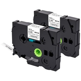 2 Pack HSe-231 HSe231 Heat Shrink Tube Label Tape Compatible for Brother Ptouch HS-231 HS231 11.7mm Black on White for PT-E300 PT-E500 PT-P750WVP PT-D210 PT-D400 PT-E550W PT-H300 (0.46" x 4.92')