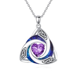 TOUPOP February Birthstone Amethyst Necklace 925 Sterling Silver Irish Celtic Knot Jewelry for Women Anniversary Birthday Gifts for Her Wife Girlfriend Mom Daughter