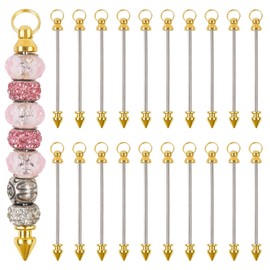 ASUNFO 20 Pcs Beadable Keychain Bar for Beads Bulk Metal Keychain Making Supplies Gold