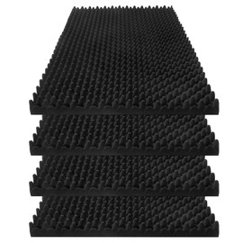4 Pack Acoustic Panels, 48x24x2” Egg Crate Soundproof Foam Wall Panels High Density Fireproof Flame-retardant Noise Canceling Studio Foam Wall Panels for Echo Absorption Home Office (Black)