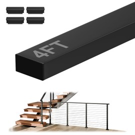 BLIKA 1Pack 4FT Stainless Steel Black Cable Railing Handrails for Deck Stair Cable Railing Post System, 304 Stainless Steel Handrails, Metal Handrail Outdoor Indoor