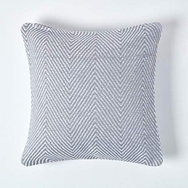 Homescapes Halden Chevron Pattern Cushion Cover Grey Decorative Cushion Cover 45 x 45 cm 100% Cotton with Zip