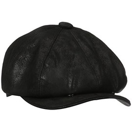 Stetson Men's Weathered Leather 8/4 Cap, Black, Large