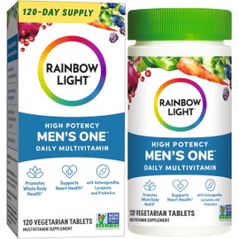 Rainbow Light Mens One Multivitamin, Men's Daily Multivitamin Provides High-Potency Immune Support, With Vitamin C, Vitamin D and Zinc, Vegetarian, 90 Count