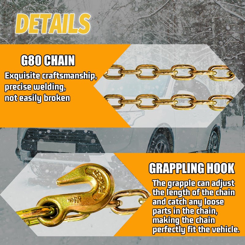 SENKEYFE G80 V Bridle Chain 5/16" × 2Ft Tow Chains