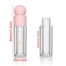 COSIDEA 16pcs Empty 5ml Pink lip gloss tubes with big wand large deo foot brush lipgloss tube container for lip oil