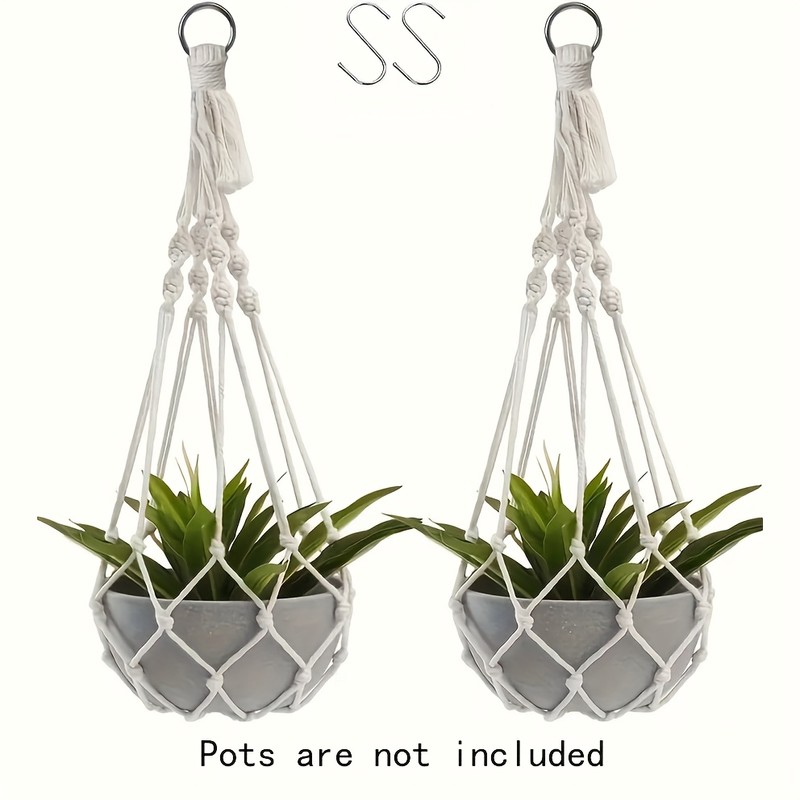 WeedGuard Outdoor Plant Hanger Macrame – Handcrafted Bohemian Holder with