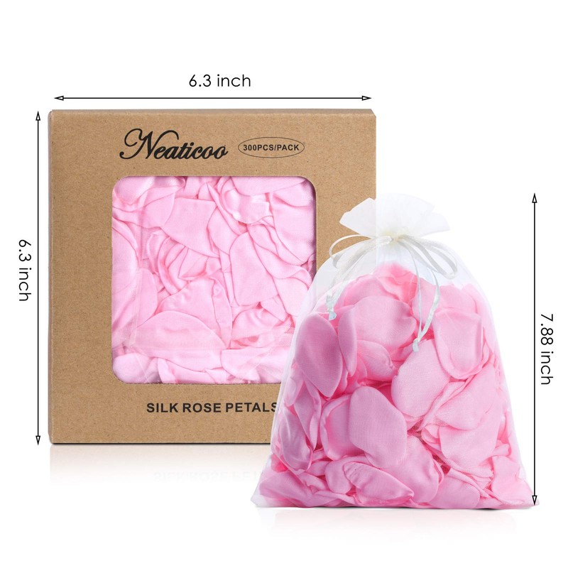 NEATICOO Silk Rose Petals 300pcs Pink Flower Petals Flower Girl