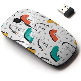 2.4G Wireless Mouse with Cute Pattern Design for All Laptops and Desktops with Nano Receiver - Cartoon Cute Dinosaurs