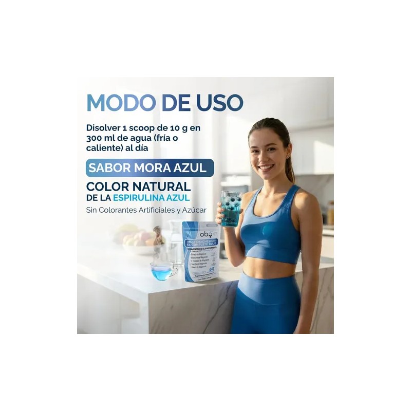 Oby Magnesio Complete 5 Tipos, Espirulina Y D3. Polvo 600g