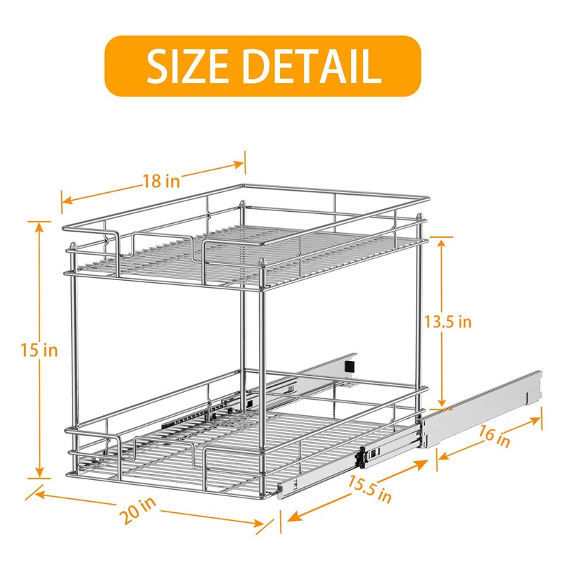 ROOMTEC New Version Pull Out Cabinet Organizer for Base Cabinet