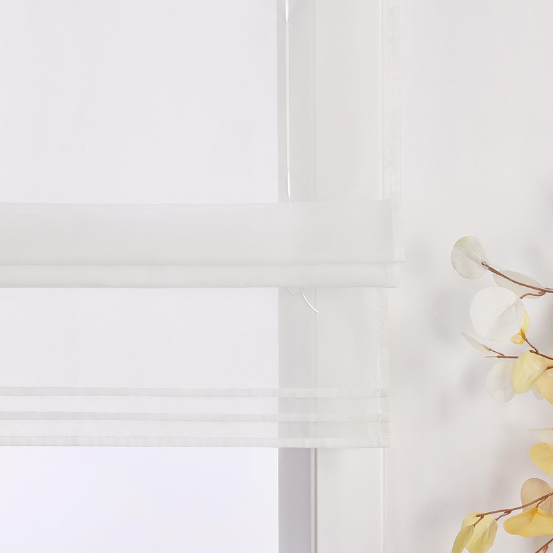 ESLIR Roman Blind with Tabs, Transparent Tab-Top Kitchen Curtains, Modern