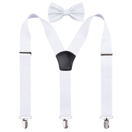 Alizeal Juego de tirantes y corbatín ajustables para hombre, Blanco, Talla única