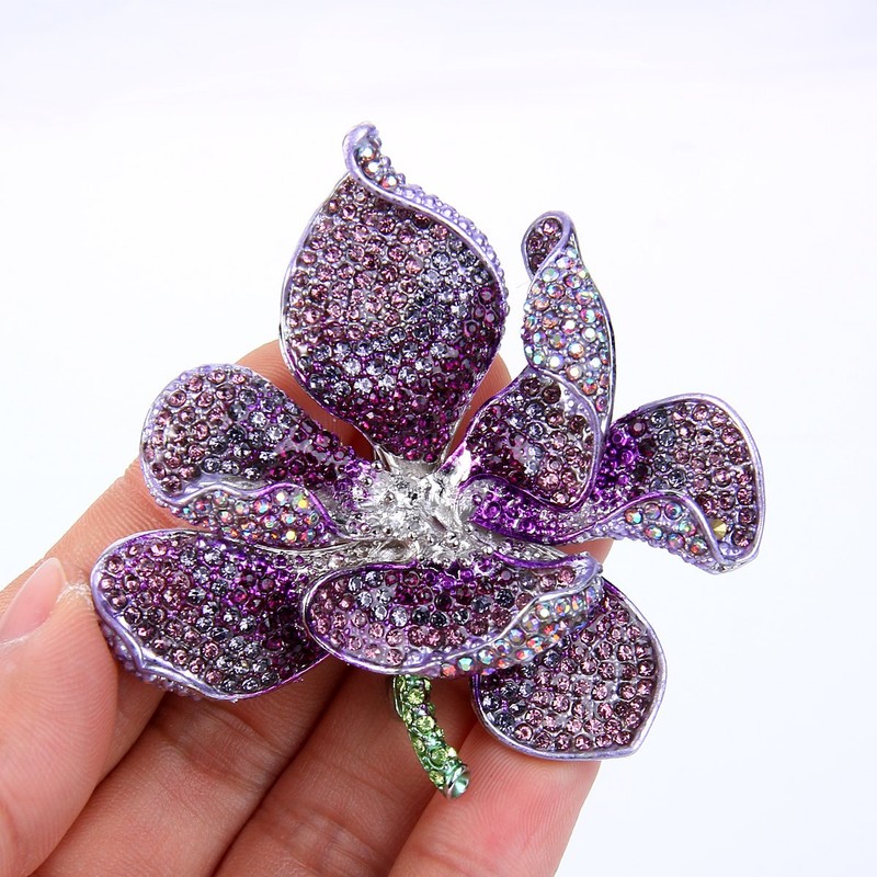EVER FAITH Broches para Mujer Cristal Austriaco Orquídea Flora Petal
