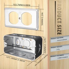Heavy-Duty Metal Electrical Outlet Box - Galvanized Steel Enclosure, 10 x 1/2" & 6 x 3/4" Pre-Punched Knockouts, Silver (4" x 2"),UL Listed (3)