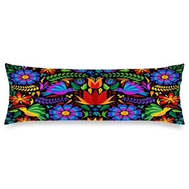 DAOPUDA Mexican Flowers Body Pillow Cover Flower Long Pillowcase with Zipper Vintage Throw Pillow Case Decorative Cushion Pillow Covers Soft Large Bedding Pillow Cases for Bedroom,Couch,Sofa,20"x54"