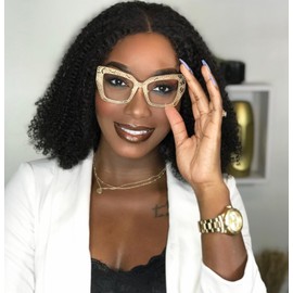 VOOGLAM Square Blue Light Glasses for Women Anti UV Eyestrain Dry Eyes Computer Phone TV Eyewear Gold