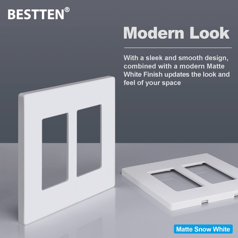 BESTTEN 5 Pack USWP6 Matte Snow White Series Decor Screwless