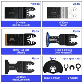 Philtool Multitool Saw Blades, 27-Piece Saw Blades Oscillating Tool Accessories, Wood, Plastic, Metal, Multifunctional Tool, Compatible with Fein Dewalt, Bosch, Milwaukee and More