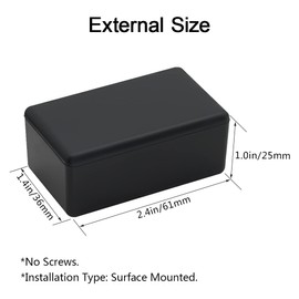 LeMotech Project Box 10 Pieces ABS Plastic Electrical Project Case Small Junction Box for Electronics Black 2.4 x 1.4 x 1 inch (61 x 36 x 25 mm)