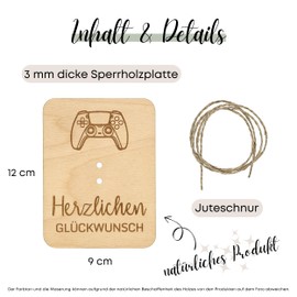 ZUKLA Small Packaging for Money Gifts 12 x 9 cm - Gamer Gift - Money Gift Packaging Wood - An Original Idea to Give Money - Gaming Gifts for Boys