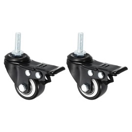 PATIKIL 1.5 Inch Stem Casters, 2 Pack PU Threaded Stem Caster Wheel with Brake 360 Degree Rotation M8 x 25mm for Rolling Cart Cart Wheels Furniture Replacement