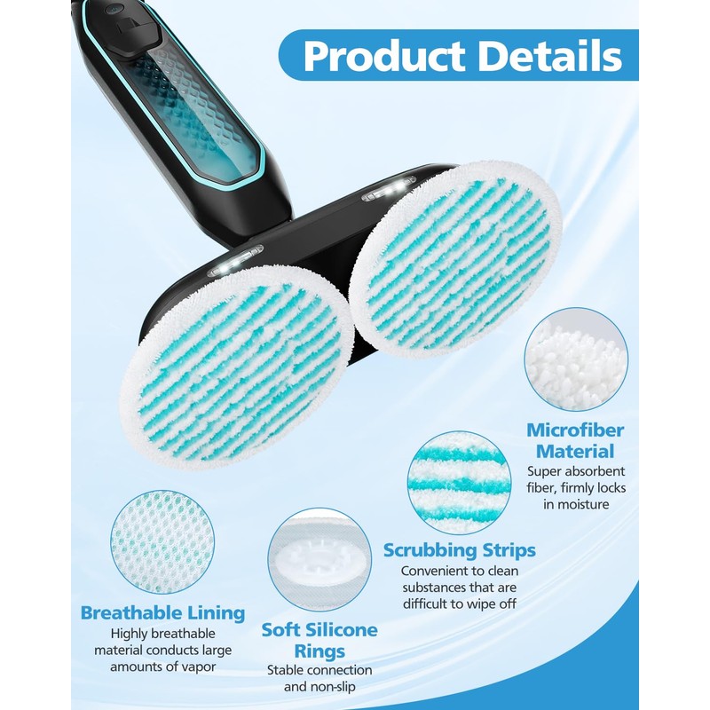 iSingo 6 Pack Mop Pads Replacement Compatible with Pursteam ScrubMaster