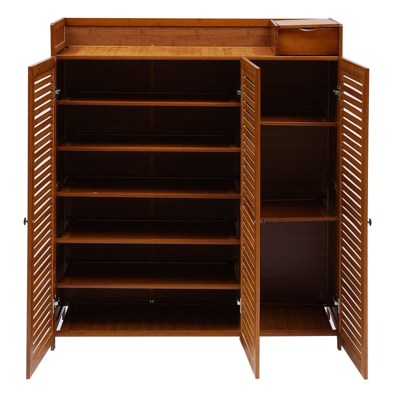 ZGEXING 7 Tier Bamboo Shoe Rack, Brown Shoe Storage Cabinet,