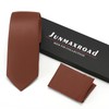 Junmaxroad Mens Tie Set Solid Color 3.15" (8CM) Rust Formal