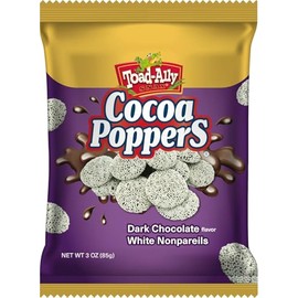 Cocoa Poppers™ Dark w/White - 3 oz x 24 ct. - Peg Bag - Dark with White Chocolate Drizzle - Delicious Gourmet Popcorn Snack - Rich, Crunchy, and Sweet - Perfect Treat for Gifting, Sharing, or Savoring Solo
