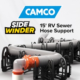 Camco Sidewinder 15-Ft RV Sewer Hose Support - Flexible Telescoping Design for Avoiding Obstacles & Deep Cradles Secure RV Sewer Hose - Out-of-The-Box Ready & Folds for RV Storage (43043) | Camco