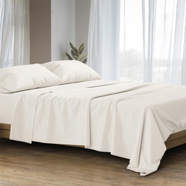 Ashton Sheets 100% Egyptian Cotton Sheets California King Size - 1500 Thread Count Cal King Sheet Set Egyptian Cotton, 4 PC Luxury Bedsheet (Ivory), Soft, Cooling, 17" Deep Pocket Bedsheet Set