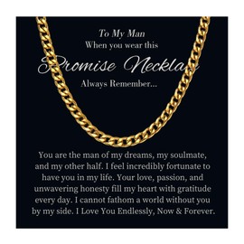 Promise Necklace for Him - Promise Necklace Gifts for Him Boyfriend, Promise Cuban Link Chain for Men, Sentimental Gift for Him, Promise Gifts for Boyfriend Birthday Valentines Jewelry Gifts Ideas,