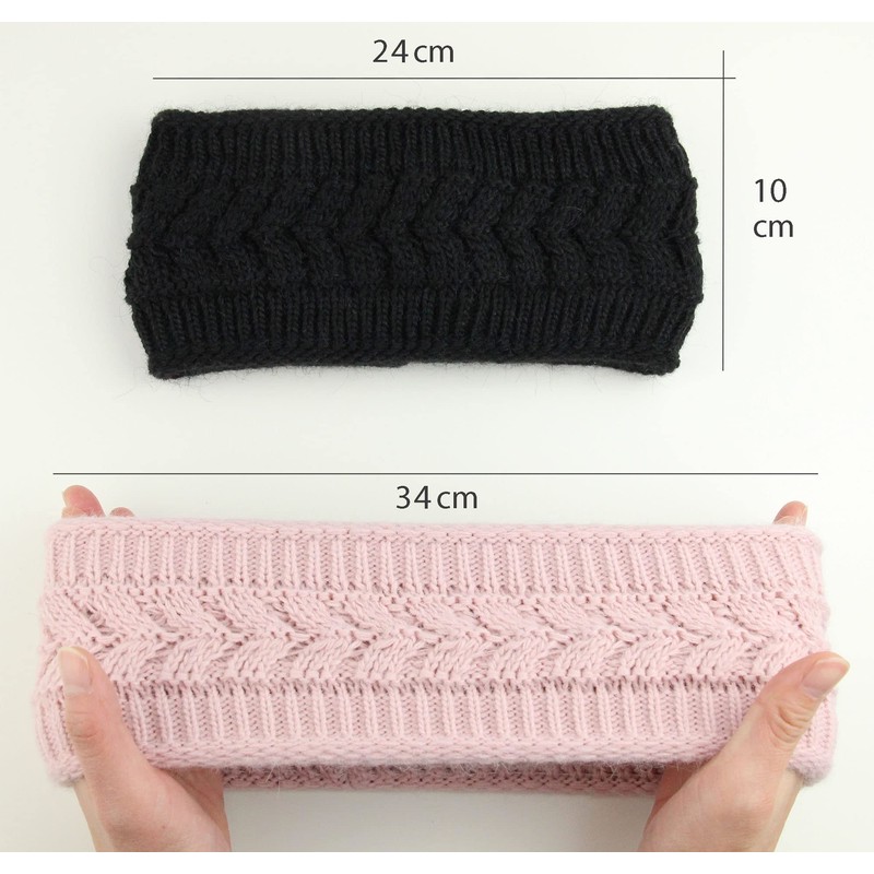 irisaa Ladies Cable Pattern Headband, Warm Ear Warmer, Lined Girls