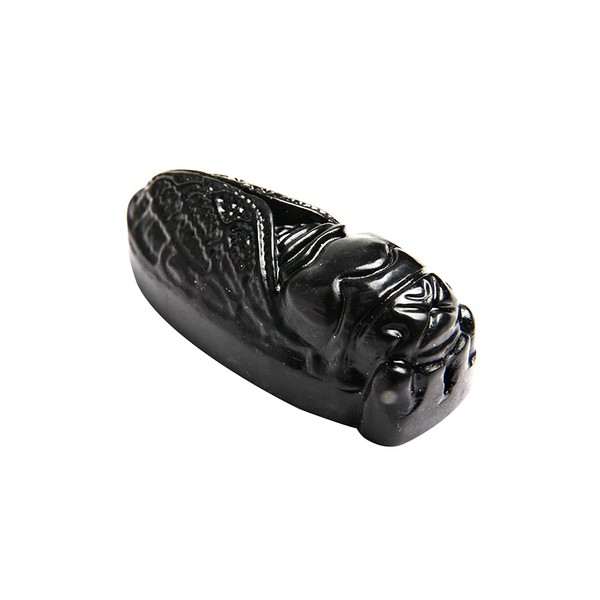 Acxico 1pcs Chinese Natural Obsidian Green Jade Hand Carved Cicada Good Luck Pendant Jewelry