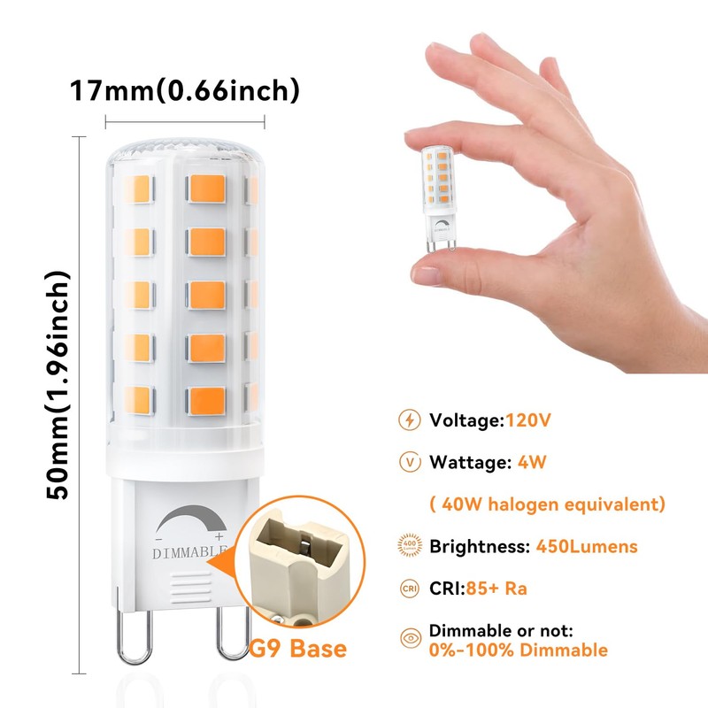 TJOY 24 Pack Dimmable G9 LED Bulb 4W Equivalent 40