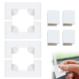 12Pcs Sets Magnetic Window Screen Corners Accessories Kit Window Fixing Clips Magnetic Window Screen Corners 8 Window Screen Corners 4 Windproof Heavy Duty Clips (Two Sets,White)