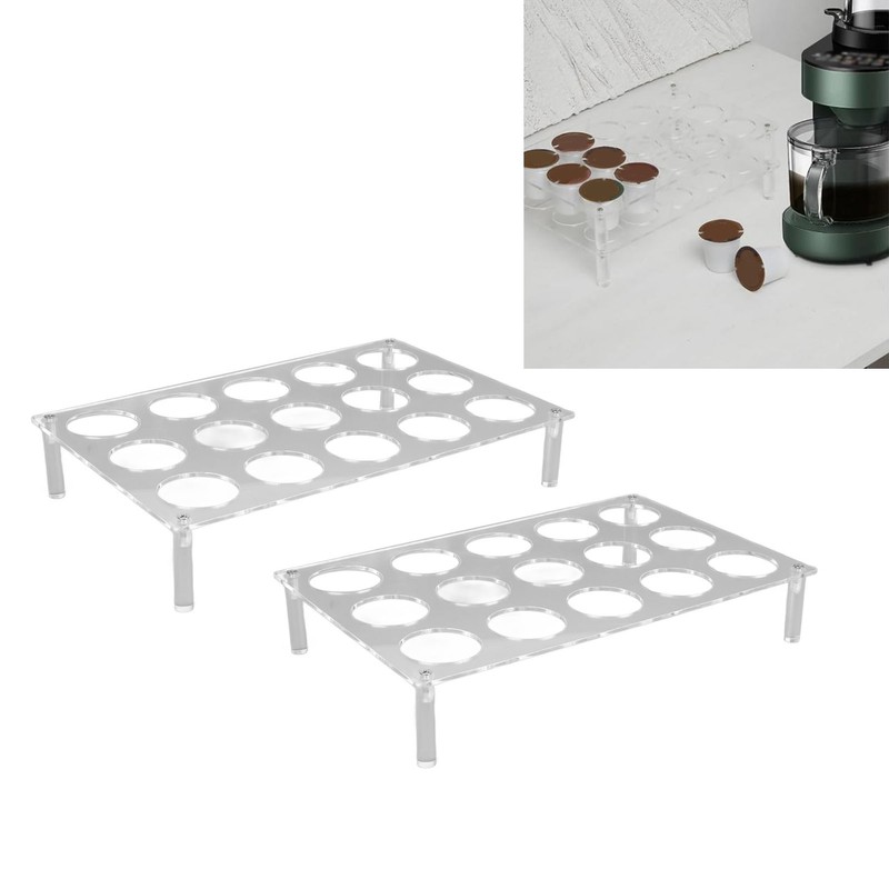 2 Set 15 Slots Flat Countertop Coffee Pod Holder Flat