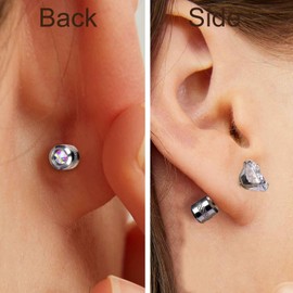 Titanium Screw Earring Backs with Rainbow CZ|3 Pairs 20G/0.8mm and 3 Pairs 18G/1mm|Hypoallergenic Stopper Stainless Steel Backings Replacement