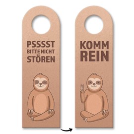 Psssst bitte nicht stören oder Komm rein Door Hanger with Cute Sloth Funny Felt Door Hanger to No More Disturbed When Chilling or Meditating