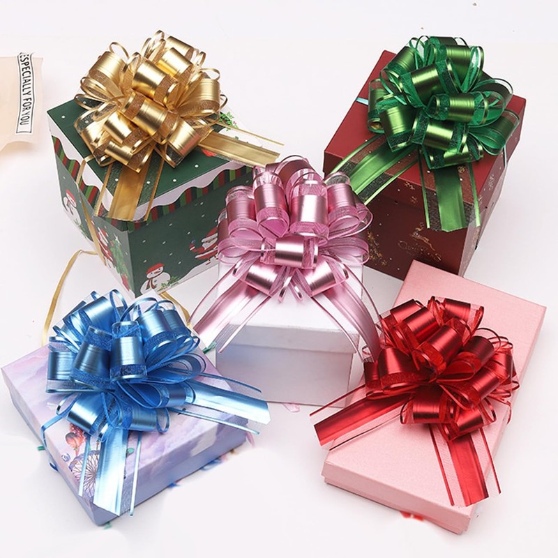 GAKA FAVOR 10Pcs Gold Pull Bows(6 Inch),Large Organza Pull Bows