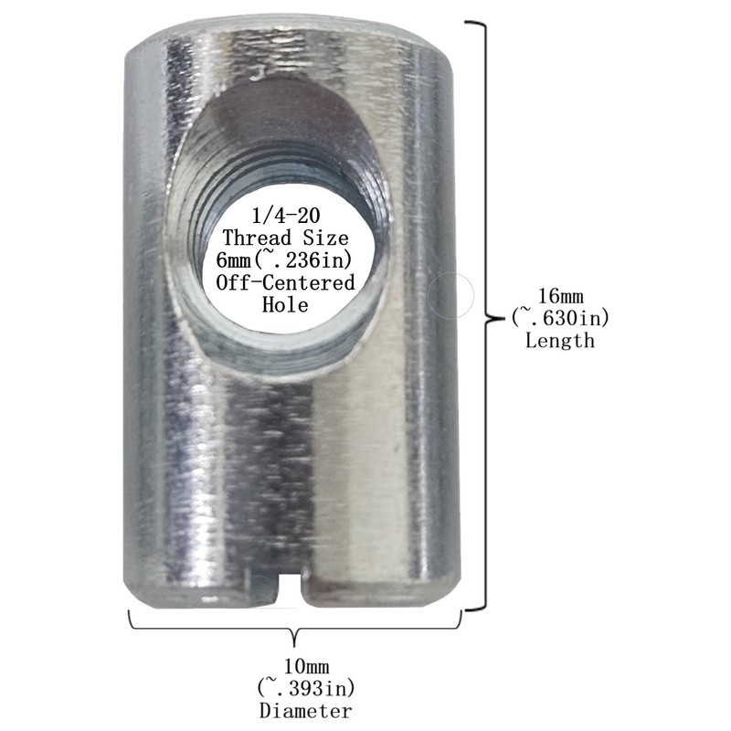 (12) Cross Dowels/Barrel Nuts - 1/4-20 16mm X 10mm Zinc-Plated